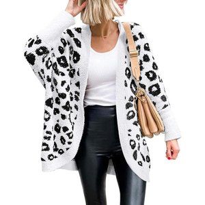 Womens Long Sleeve Open Front Fall Fashion Loose Knit Printed Winter Coats